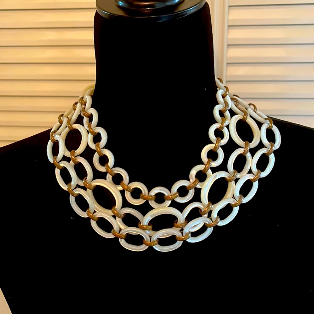 Vintage Stephen Dweck Mother of Pearl bib rings.
